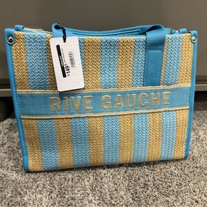 RIVE GAUCHE teal and canvas tote - BRAND NEW